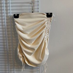 Zara Cream Ruched Mini Skirt